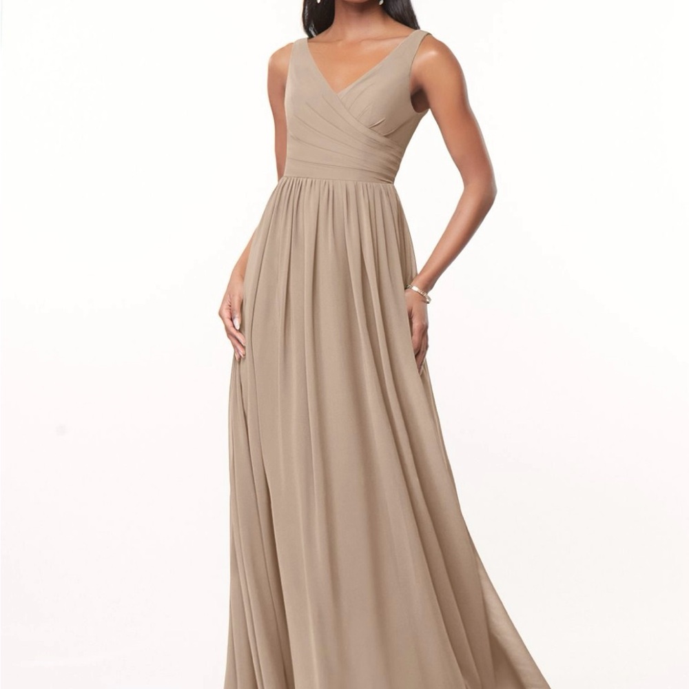 Azazie Keyla chiffon dress in Taupe